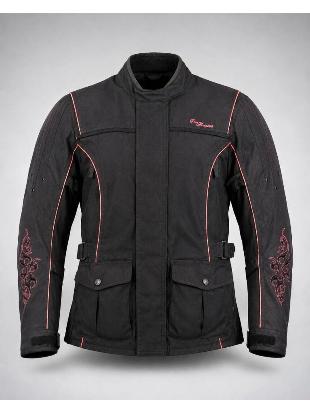 Tourmaster Women's Medium Motive Motorcycle Jacket - Black Pink Armor Pads Liner